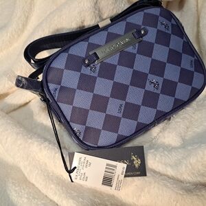 U.S POLO ASSN. Blue Checkered Crossbody Bag